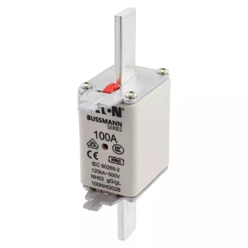 Eaton 100NHG02B fusible NH D02 100 A 500 V gG con indicador mecánico, pack de 3