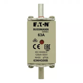 Eaton 63NHG00B cartucho fusible NH 63 A 500 V AC gG tamaño 00 con indicador mecánico (pack de 3)