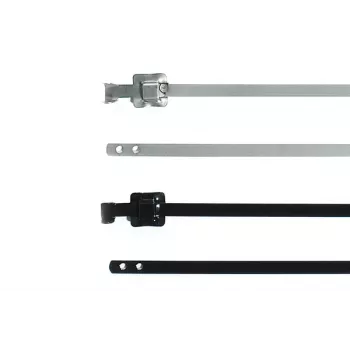 HellermannTyton MLT16SSC5 bridas de acero inoxidable reutilizables con recubrimiento de poliéster, negro, 400mm x 12,7mm, pack de 100 111-91161
