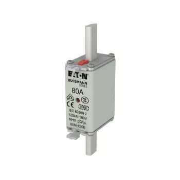 Eaton 80NHG0B fusible NH tamaño 0, 80 A, 500 V AC, gG, indicador mecánico, pack de 3