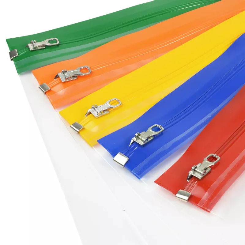 Rapesco Zippi Bags A5+ bolsas con cierre de cremallera, 250 x 195 mm, transparentes con borde azul, naranja, verde, rojo, amarillo, pack de 5 1502