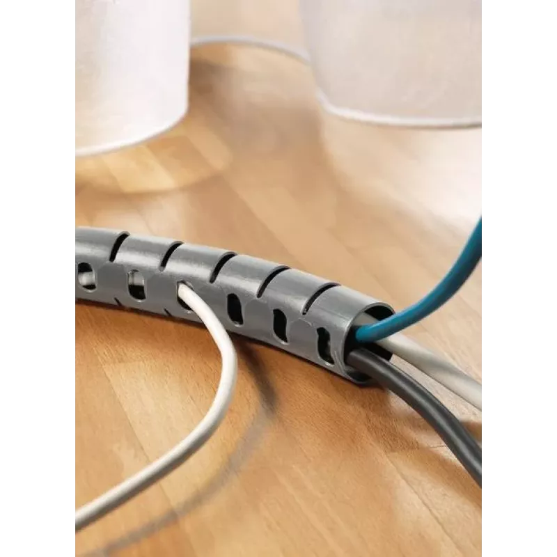 HellermannTyton Helawrap HWPP25/2-SR Tubo espiral para gestión de cables, plata, polipropileno, 2 m, 27 mm de diámetro exterior