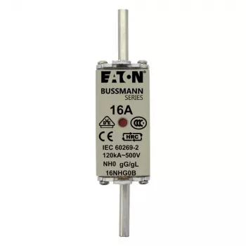 Eaton 6NHG0B Fusible NH con indicador mecánico, tamaño NH0, 6 A, 500 V AC, gG, pack de 3