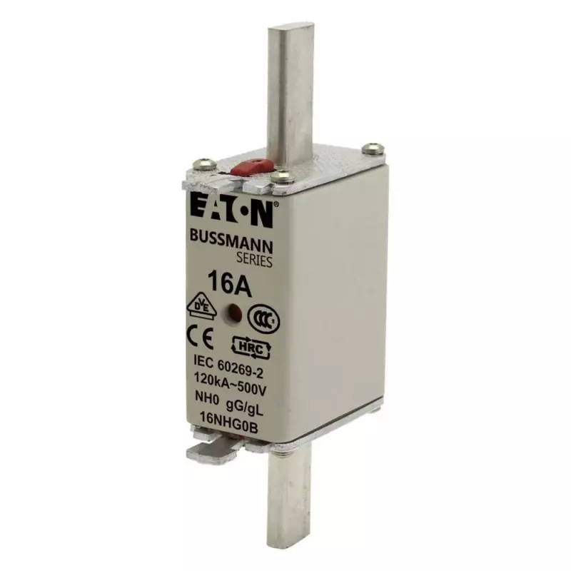 Eaton 6NHG0B Fusible NH con indicador mecánico, tamaño NH0, 6 A, 500 V AC, gG, pack de 3
