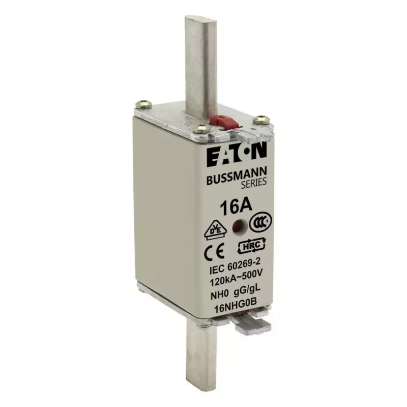 Eaton 6NHG0B Fusible NH con indicador mecánico, tamaño NH0, 6 A, 500 V AC, gG, pack de 3
