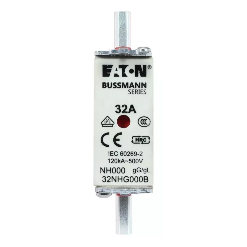 Eaton 32NHG000B cartucho fusible NH con indicador mecánico, 32 A, 500 V AC, tamaño 000, gG, pack de 3