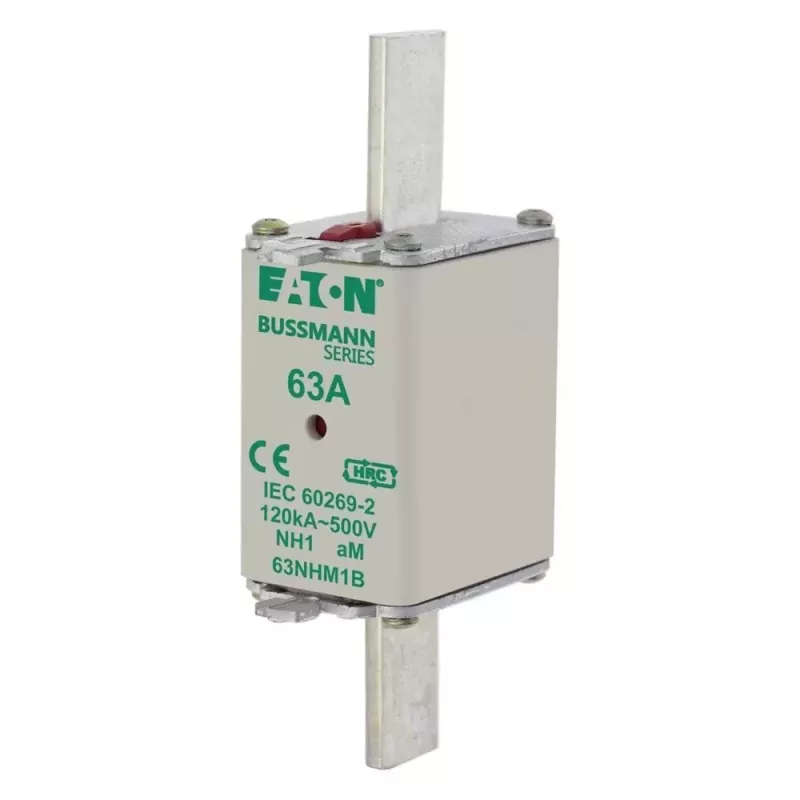 Eaton 63NHM1B cartucho fusible NH, tamaño 1, 63 A, 500 V AC, gG, pack de 3