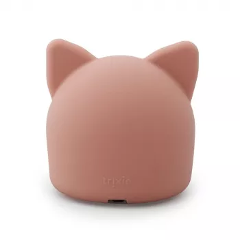 Lámpara de noche infantil Trixie gato - lámpara de silicona LED recargable con sensor táctil, blanco cálido y 7 cambios de color