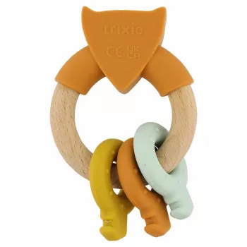 Juguete de madera y silicona para bebés Trixie, zorro, 0m+