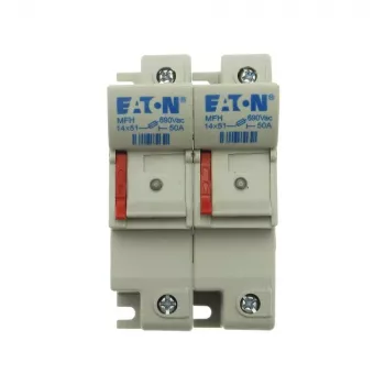 Portafusibles cilíndrico Eaton CH142DU 2 polos, 50 A, 690 V AC, montaje en carril DIN, 14 x 51 mm