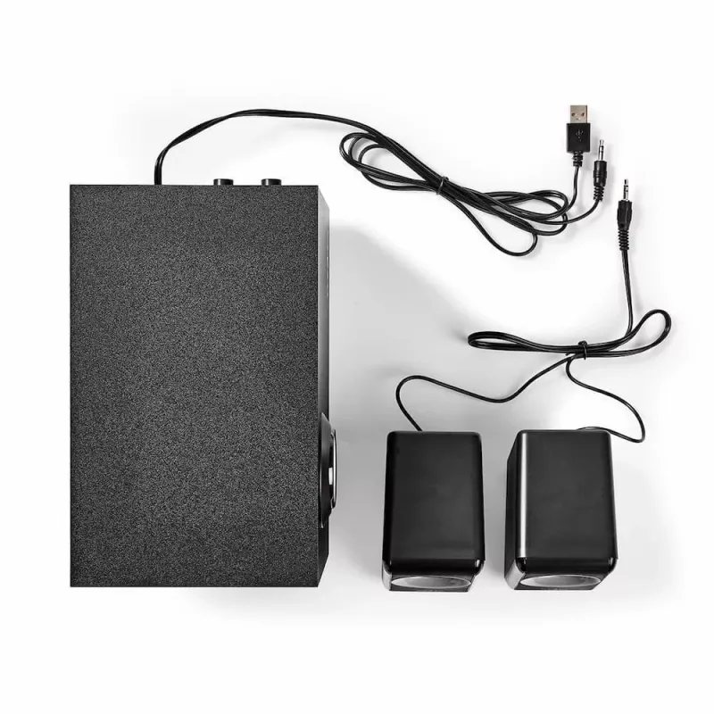 Nedis CSPR10021BK Juego de altavoces para PC 2.1, 33 W, alimentado por USB, negro