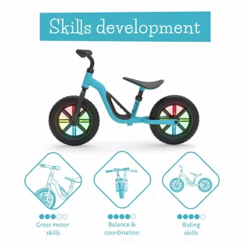 Chillafish Charlie 10 bicicleta sin pedales, azul, con ruedas LED luminosas, para niños de 18 meses a 4 años