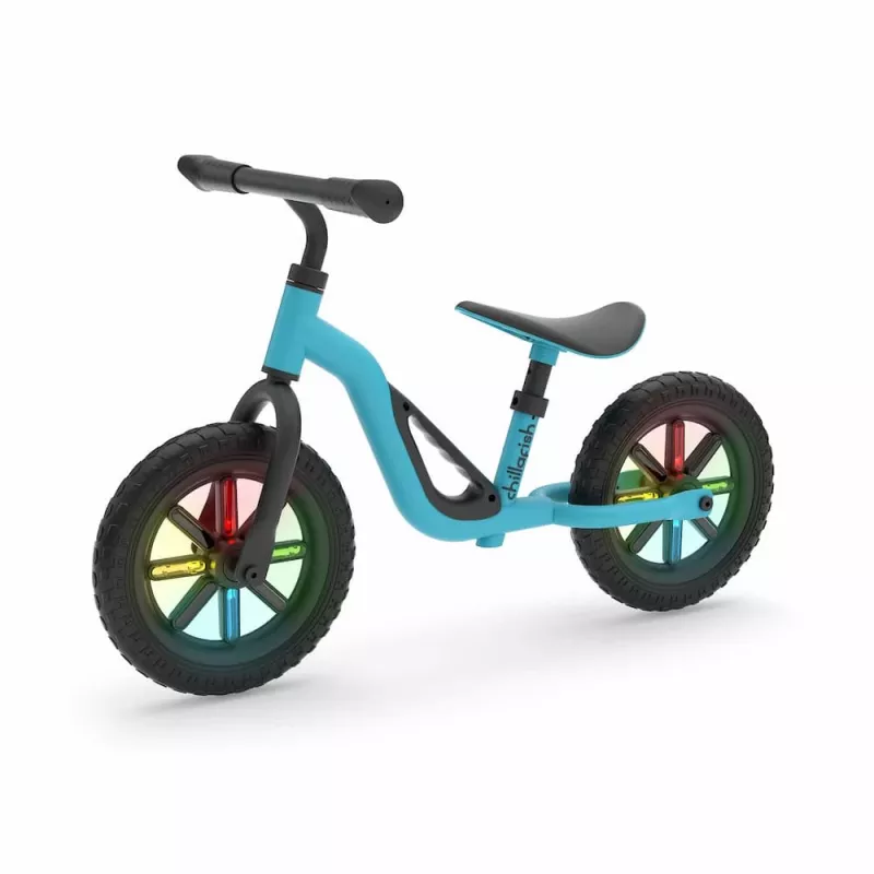 Chillafish Charlie 10 bicicleta sin pedales, azul, con ruedas LED luminosas, para niños de 18 meses a 4 años