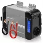 Qoltec inversor de onda sinusoidal pura 12V a 230V 300W/600W con LCD, USB-A y USB-C PD, compatible con LiFePO4/GEL/AGM