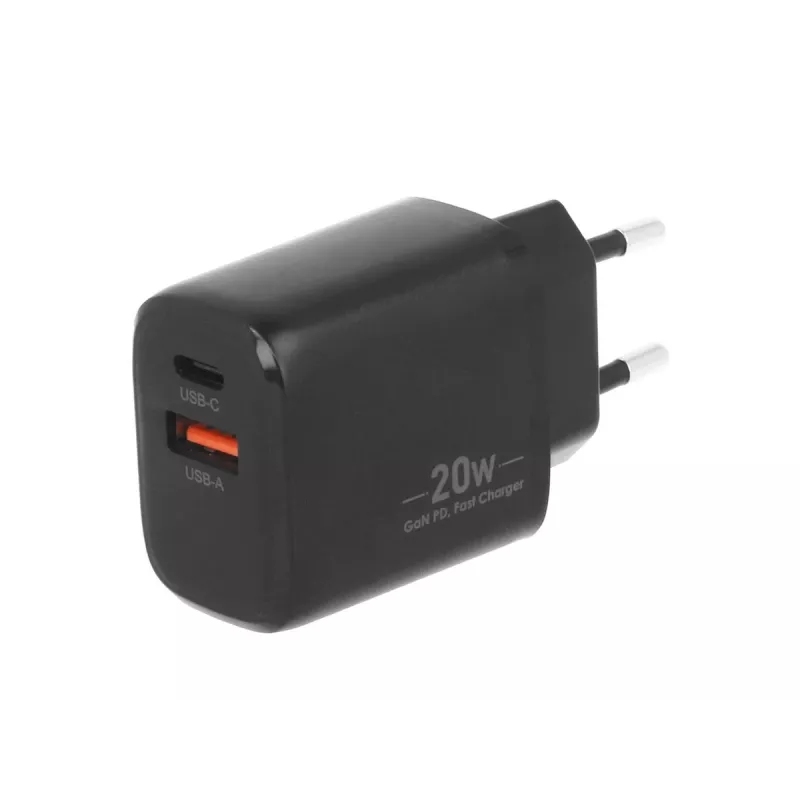 Cargador MOVANO GaN 20W USB-C PD + USB-A (negro)
