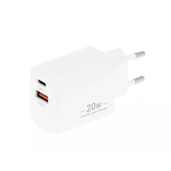 Cargador MOVANO GaN 20W USB-C PD + USB-A (blanco)