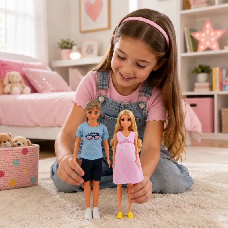 LEAN TOYS Anlily Family set de muñecas: madre embarazada, padre, bebé, recién nacido