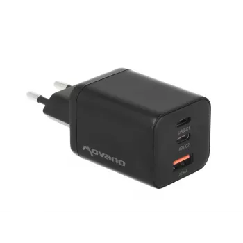 MOVANO cargador GaN 65W 2x USB-C PD + USB-A (Negro)