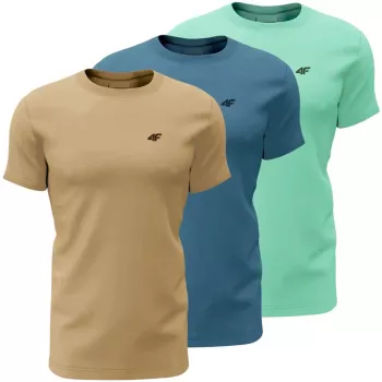 Pack de 3 camisetas hombre – beige, azul, menta – talla M | 4F M4481