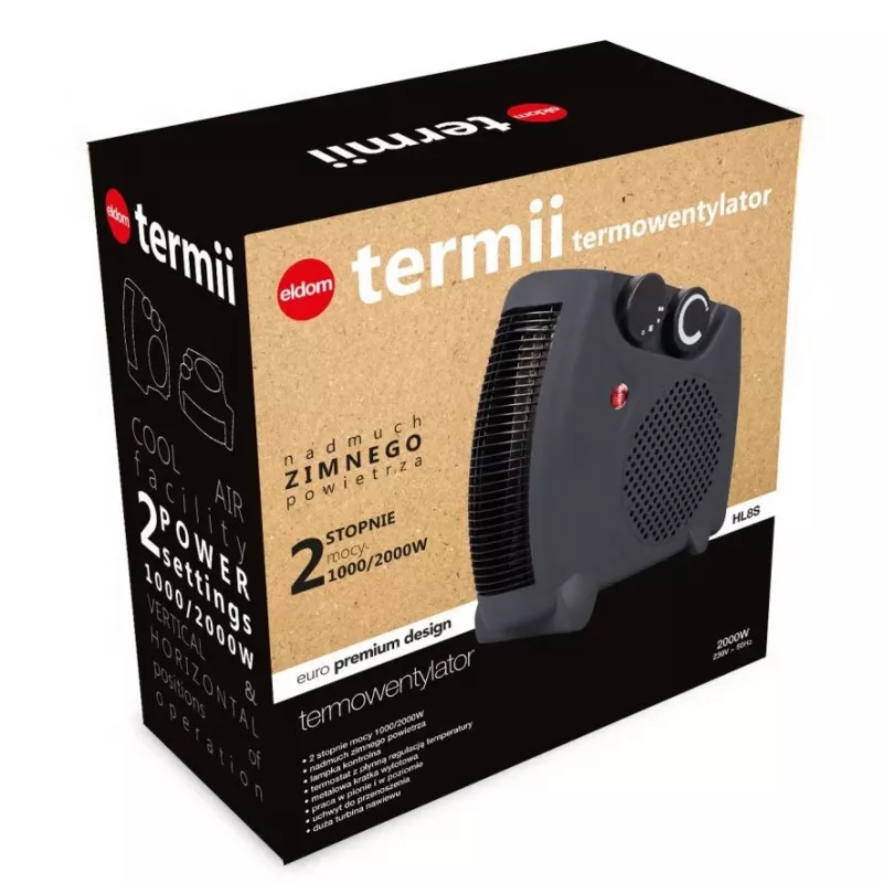 ELDOM HL8S calefactor eléctrico de aire interior gris 2000 W