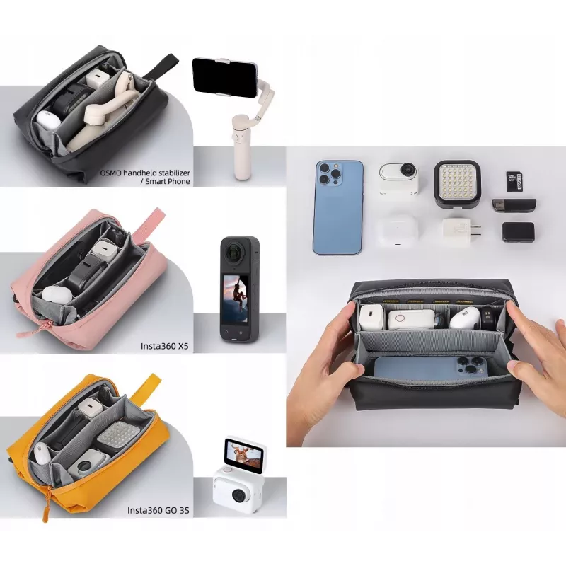 Funda organizadora Sunnylife B018-D para DJI Osmo Pocket 3 / Insta360 X5 / Go 3S, negro