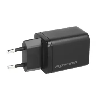 Cargador de pared MOVANO GaN 45W USB-C PD + USB-A (negro)