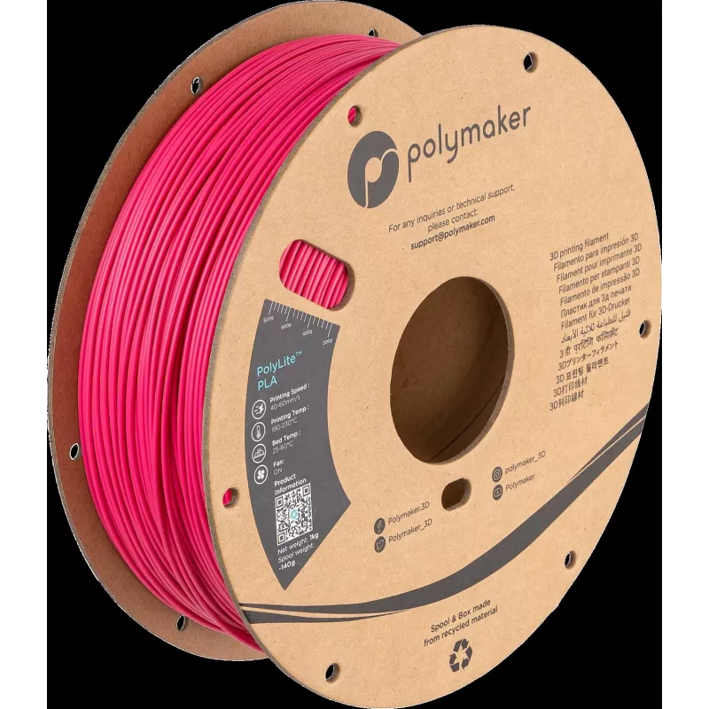 Polymaker PolyLite PLA Filamento para impresora 3D 1,75mm 1kg magenta PA02054