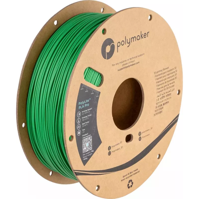 Polymaker PolyLite PLA Pro Filamento 1,75 mm 1 kg verde alta rigidez resistencia al impacto PA07008