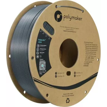 Polymaker PolyLite ASA Filamento 1,75mm 1kg gris oscuro PF01037