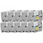 Pack de 10 cartuchos de cinta de rotuladora compatibles G&G 20100 para Brother TZe-231, 12 mm, negro sobre blanco
