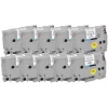 Pack de 10 cartuchos de cinta de rotuladora compatibles G&G 20100 para Brother TZe-231, 12 mm, negro sobre blanco