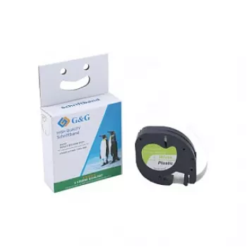 Cartucho de cinta de rotuladora G&G BM-D-G-91221 12 mm x 4 m blanco/negro para DYMO