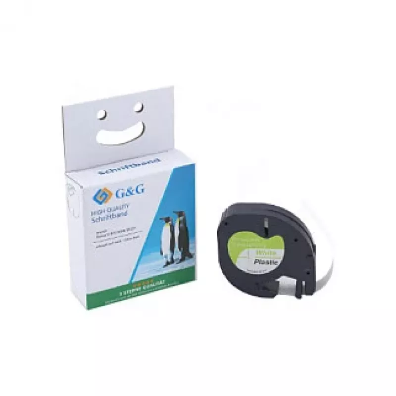 Cartucho de cinta de rotuladora G&G BM-D-G-91221 12 mm x 4 m blanco/negro para DYMO