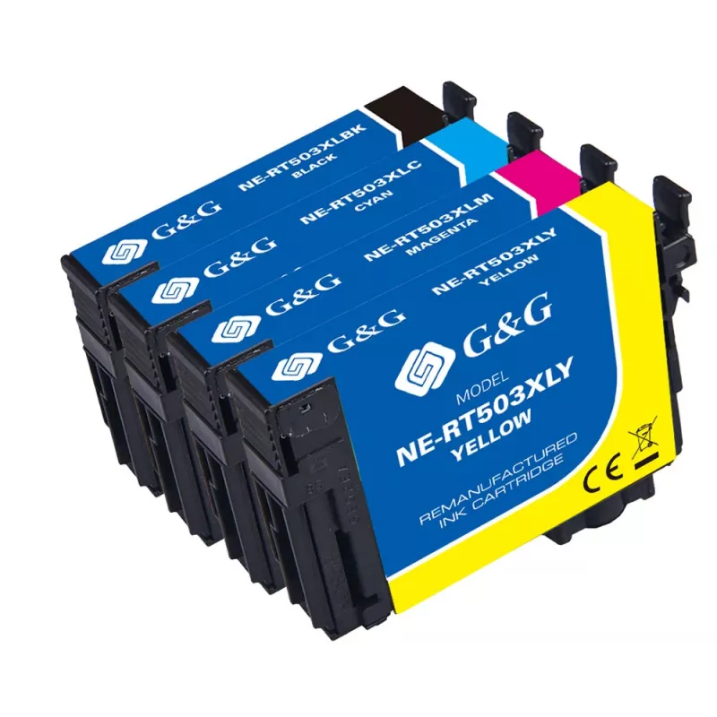 Pack de 4 cartuchos de tinta compatibles G&G para Epson 503XL – negro, cian, magenta, amarillo (GP-E503XLBKCMY-4P-R)