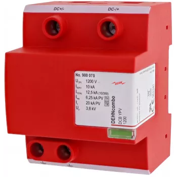Protector combinado de sobretensión y corriente de rayo DEHN DCB YPV 1200 para instalaciones fotovoltaicas (900070)