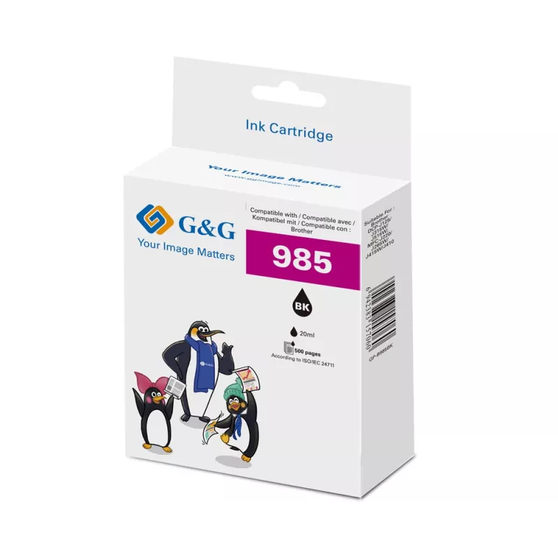 Cartucho de tinta compatible G&G Brother LC-985BK negro (18821)