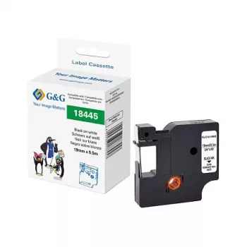Cinta de etiquetar compatible G&G Rhino 21680 19 mm negro sobre blanco para Dymo Rhino