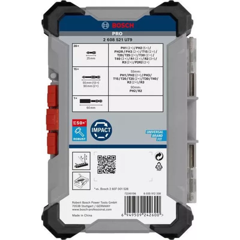 Set de 34 piezas de brocas y puntas de atornillar Bosch 2608521U79 con portapuntas universal magnético, maletín X-Line