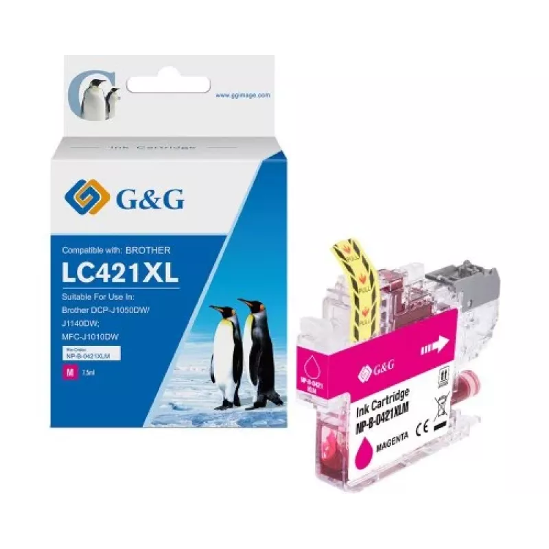 Cartucho de tinta magenta compatible G&G para Brother LC421XLM (500 páginas, alta capacidad) 20557