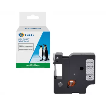 Cinta de rotuladora compatible G&G Dymo D1 19 mm x 7 m negro sobre transparente (5DY45800-TD)
