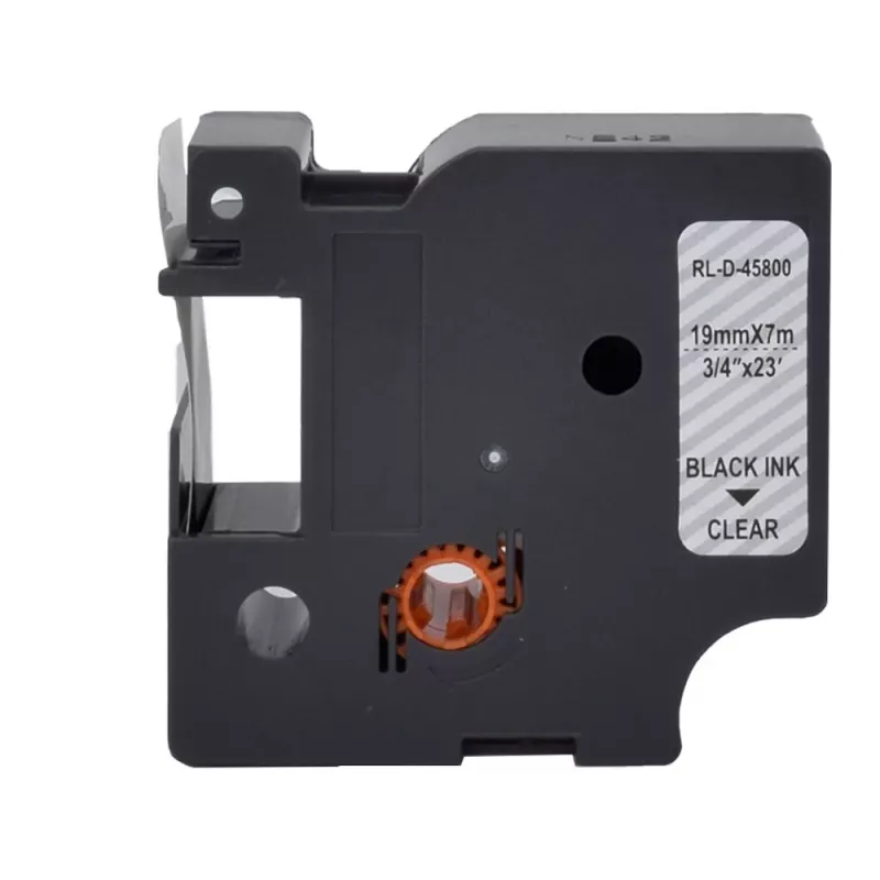 Cinta de rotuladora compatible G&G Dymo D1 19 mm x 7 m negro sobre transparente (5DY45800-TD)