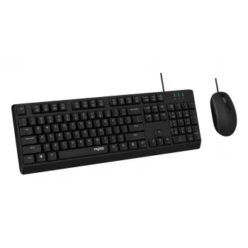 Rapoo NX1500 Conjunto de teclado y ratón con cable, Full-Size QWERTZ, Negro R-13100