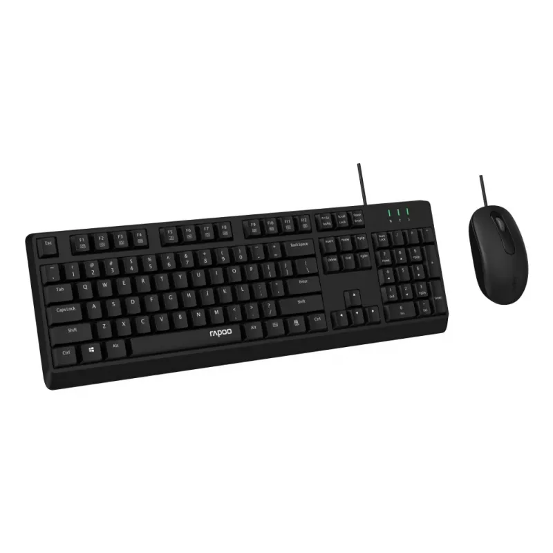 Rapoo NX1500 Conjunto de teclado y ratón con cable, Full-Size QWERTZ, Negro R-13100