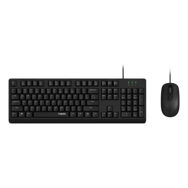 Rapoo NX1500 Conjunto de teclado y ratón con cable, Full-Size QWERTZ, Negro R-13100