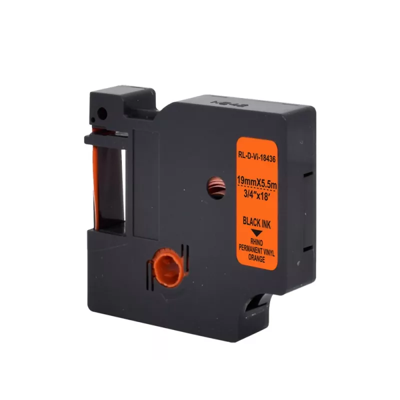 G&G RL-D-Vi-18436 cinta de etiquetar de vinilo 19mm x 5,5m naranja con impresión negra RL-D-Vi-18436-BK/OR-19MM*5.5M