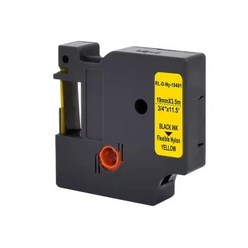 G&G Rhino 21698 cinta de rotular 19 mm negro sobre amarillo (sustituye a DYMO 18491)