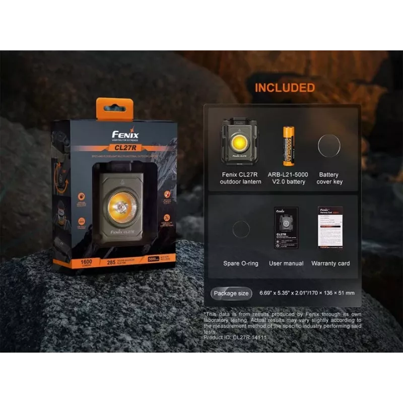 Fenix CL27R lámpara de trabajo recargable con LED verde, negro