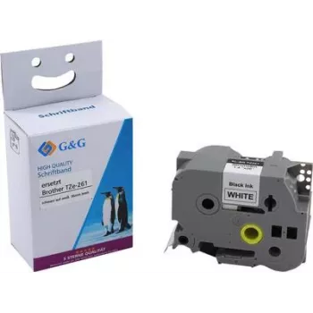 G&G cinta de rotular laminada compatible Brother TZe-261 negro sobre blanco 36mm 14975
