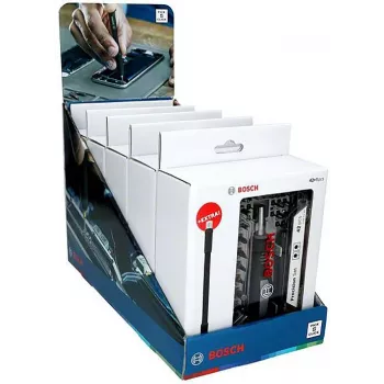 Bosch Set de puntas de precisión con soporte expositor, 5 sets con 33 piezas (165 en total), acero S2, hexágono de 1/4 pulgadas, puntas PH/PZ/S/H/T, soporte magnético, expositor de venta 2607002837,0