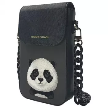 Nimmy Big Eyed Pet 2.0 Panda Bolso bandolera para móvil - piel sintética negra